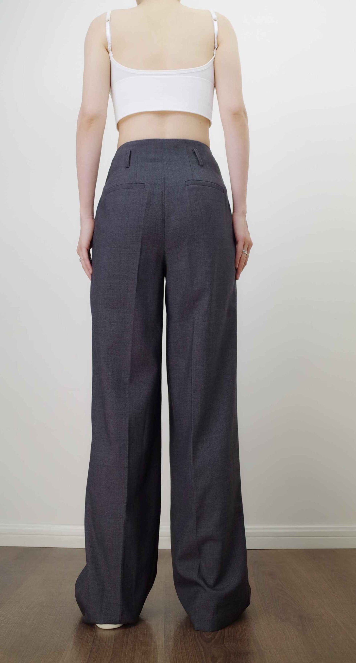 LIV WOOL BLEND TUCK STRAIGHT PANTS